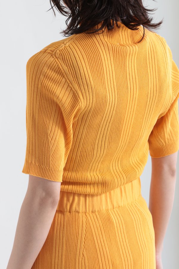 unfil(アンフィル) high twist cotton ribbed-knit sweater yellow - YAMAROKU（ヤマロク）  オンラインストア