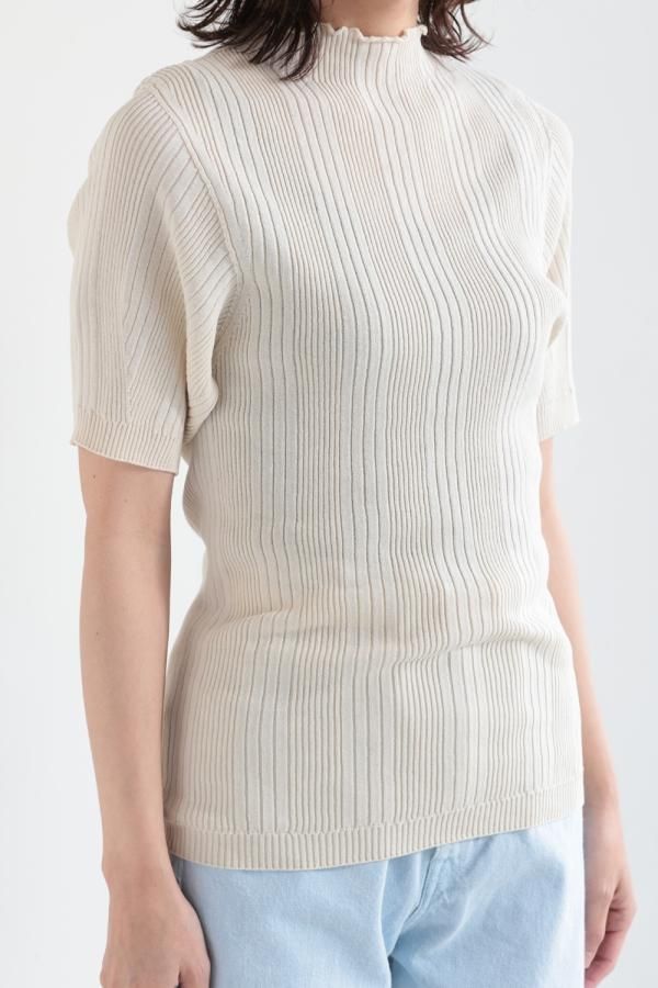 【定価1.5万】アンフィル unfil *ハイツイストコットンリブニットセーター*1綿アイボリーカットソー(25-2505-437)【71F52】 unfil 【定価1.5万】アンフィル *ハイツイストコットン