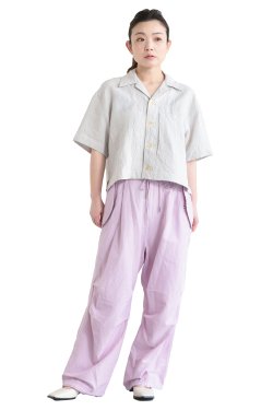 unfil(アンフィル) linen&silk slub canvas cropped open collar shirt 