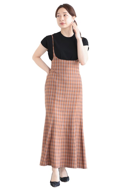 Mame Kurogouchi(マメ) Linen Mix Ombre Check Camisole Dress