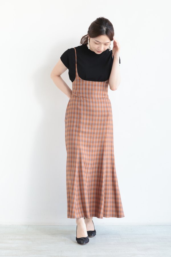 Linen Mix Ombre Check Flared Dress(1 BROWN): Mame Kurogouchi