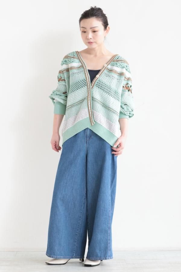 Mame Kurogouchi(マメ) Bamboo Basket Pattern Knitted Cardigan