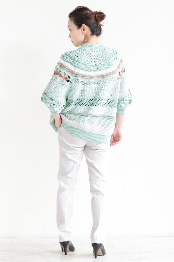 マメBamboo Basket Pattern Knitted Top 花籠