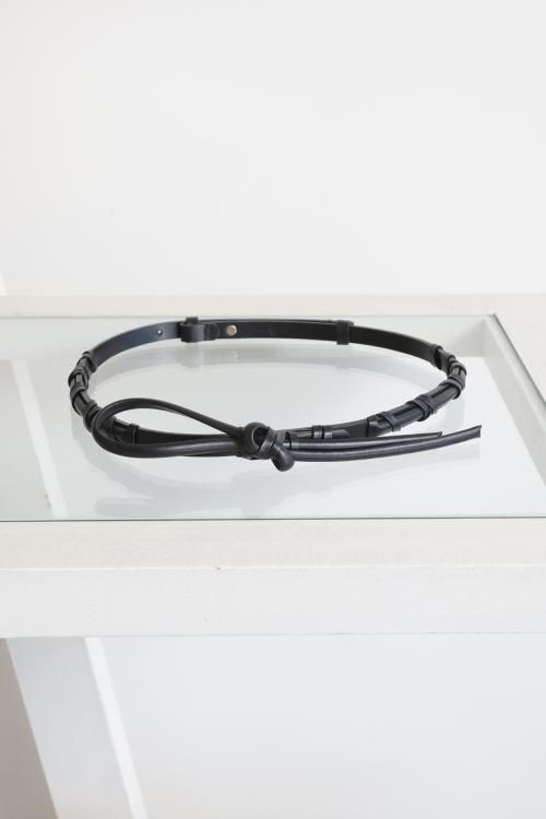 Mame Kurogouchi(マメ) Basket Detailed Leather Belt BLACK