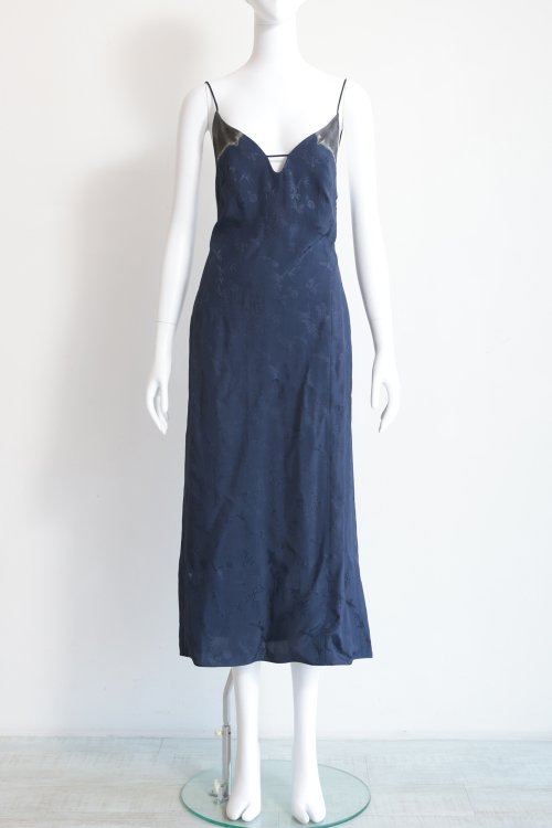 Mame Kurogouchi(マメ) Crane Pattern Jacquard Hand-Dyed Slip Dress