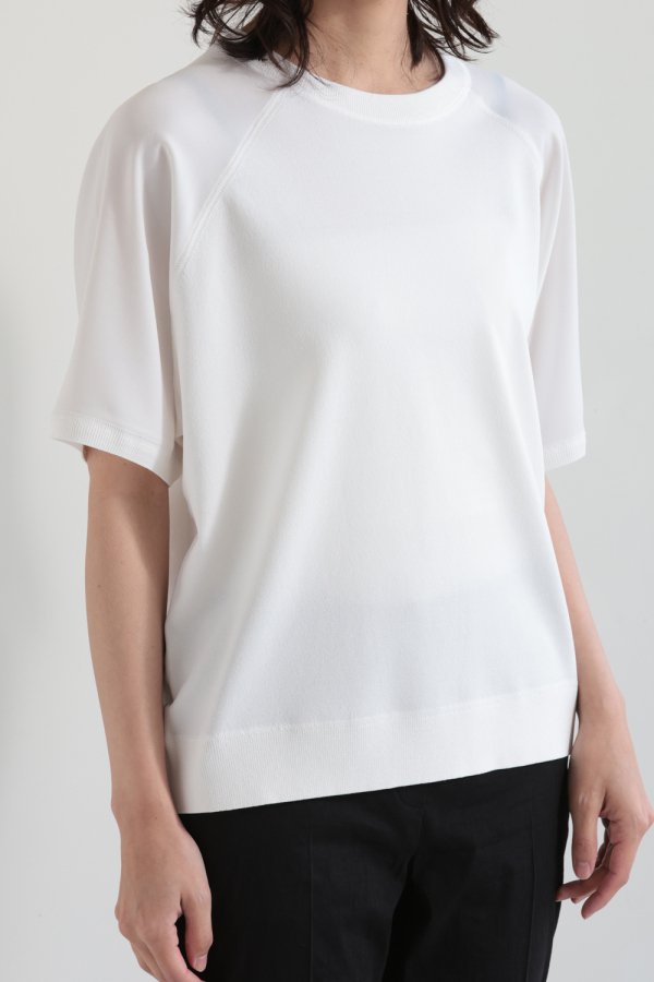 Theory(セオリー) COMPACT CREPE RAGLAN SLV PO WHITE - YAMAROKU 