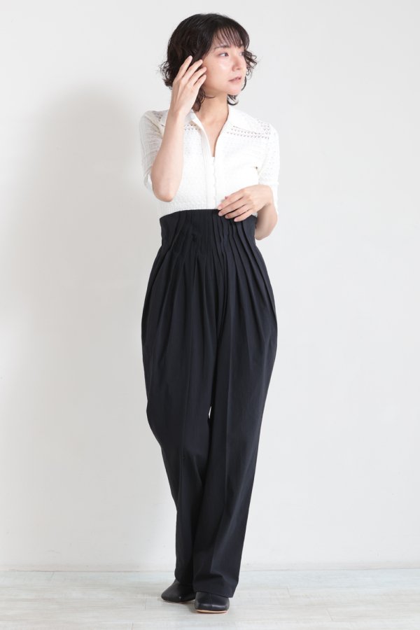 Mame Kurogouchi(マメ) Dry Touch Cotton High Waisted Trousers - YAMAROKU（ヤマロク）  オンラインストア