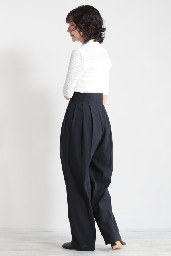 Mame Kurogouchi(マメ) Dry Touch Cotton High Waisted Trousers - YAMAROKU（ヤマロク）  オンラインストア