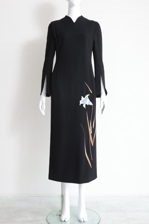 34,200円マメ　Triacetate Floral Embroidery Dress