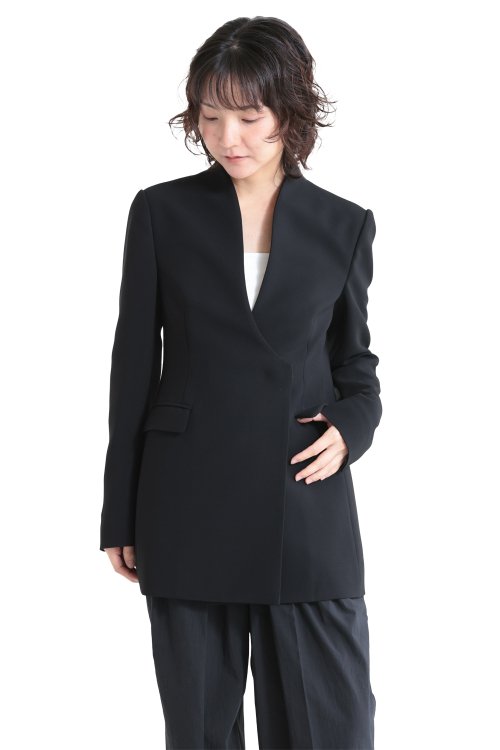 Mame Kurogouchi(マメ) Collarless Double Breasted Suit Jacket ...