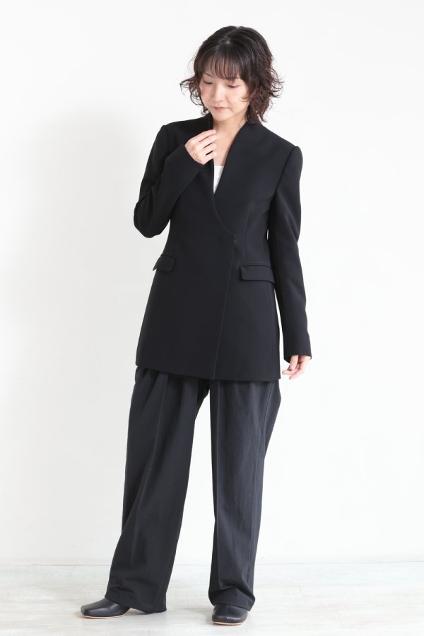 Mame Kurogouchi(マメ) Collarless Double Breasted Suit Jacket ...