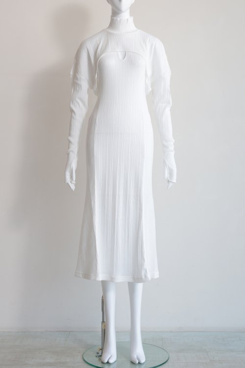 Mame Kurogouchi(マメ) Random Ribbed Organic Cotton 2way Dress WHITE -  YAMAROKU（ヤマロク） オンラインストア