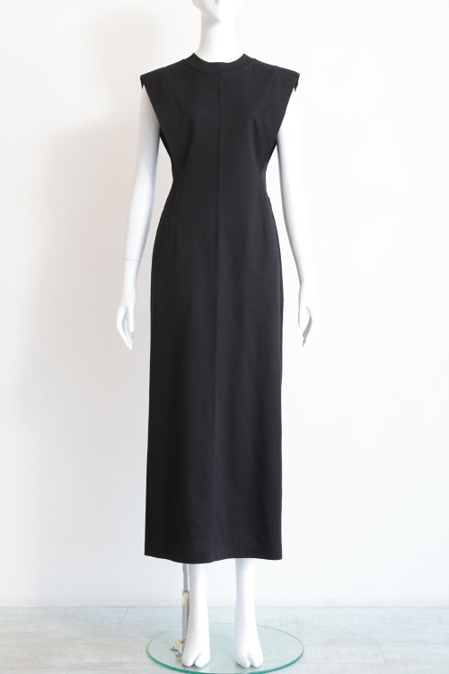 Mame Kurogouchi(マメ) Cotton Jersey Sleeveless Dress BLACK - YAMAROKU（ヤマロク）  オンラインストア