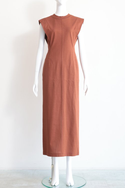 Mame Kurogouchi(マメ) Cotton Jersey Sleeveless Dress BROWN - YAMAROKU（ヤマロク）  オンラインストア
