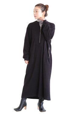 unfil(アンフィル) egyptian cotton brushed pile-jersey half zip dress