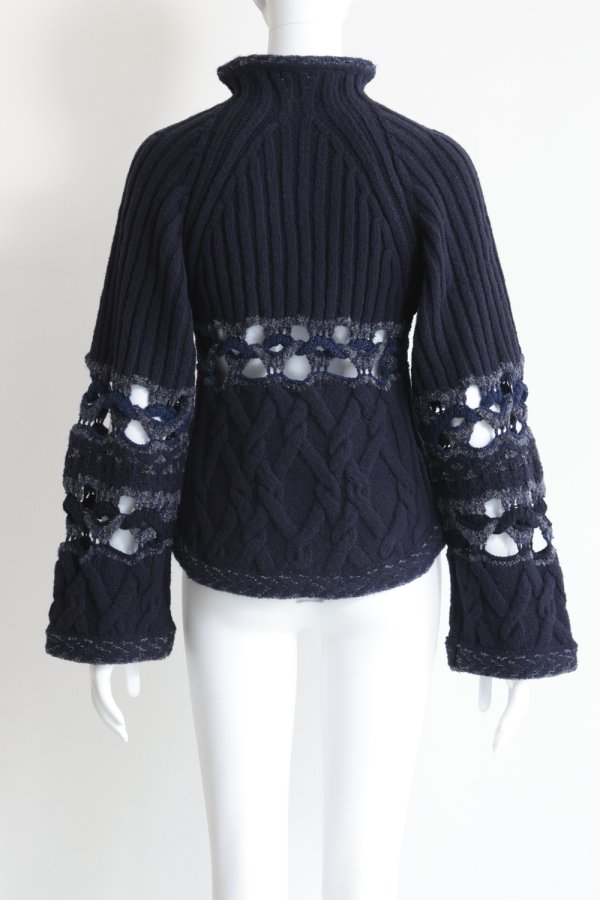 Mame Kurogouchi(マメ) Basket Pattern Combination Knitted Pullover ...