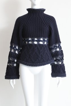 Mame Kurogouchi(ޥ) Basket Pattern Combination Knitted Pullover