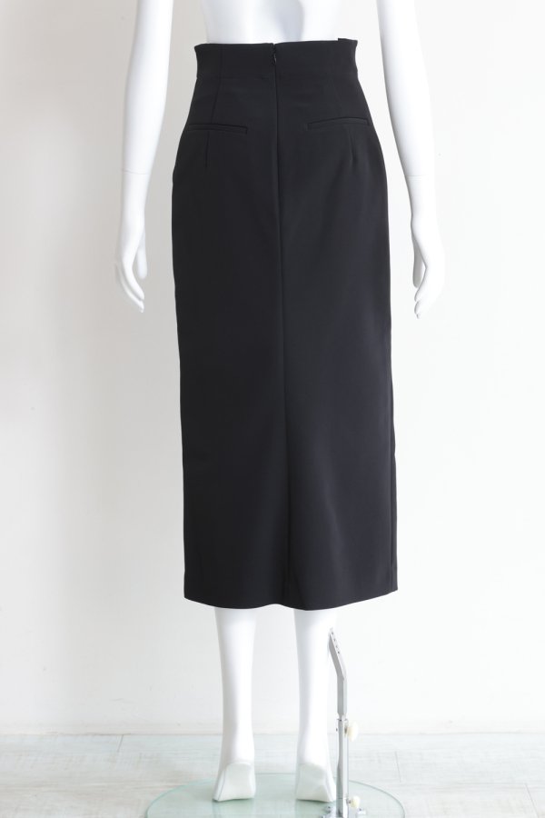 Mame Kurogouchi(マメ) Acetate Polyester Curved Line Slit Skirt ...
