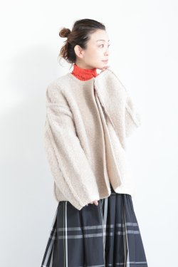 unfil(アンフィル) mohair&shetland wool jumbo loop knit jacket  ivory