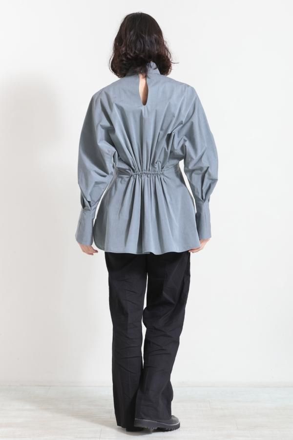 マメCotton Chambray High Neck Blouse GREY Mame Kurogouchi(マメ) Cotton Chambray High Neck Blouse GREY