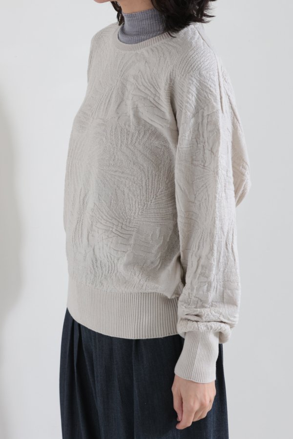 unfil(アンフィル) cotton & cashmere links pattern-knit sweater light gray, -  YAMAROKU（ヤマロク） オンラインストア