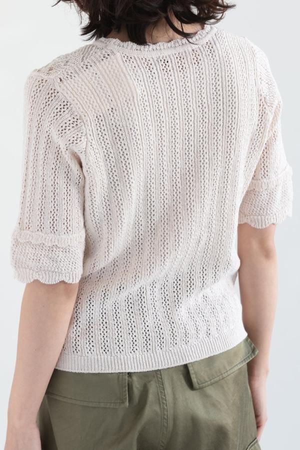 MACPHEE(マカフィ) レーシーニット ハーフスリーブプルオーバー