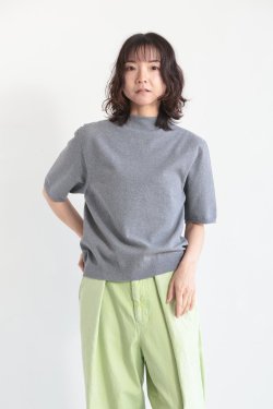 unfil(アンフィル) stretch organic cotton bottle neck sweater  heather gray