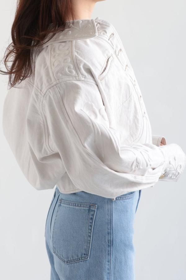 Mame Kurogouchi(マメ) Floral Embossed Short Denim Jacket Mame Kurogouchi(マメ) Floral Embossed Short Denim Jacket