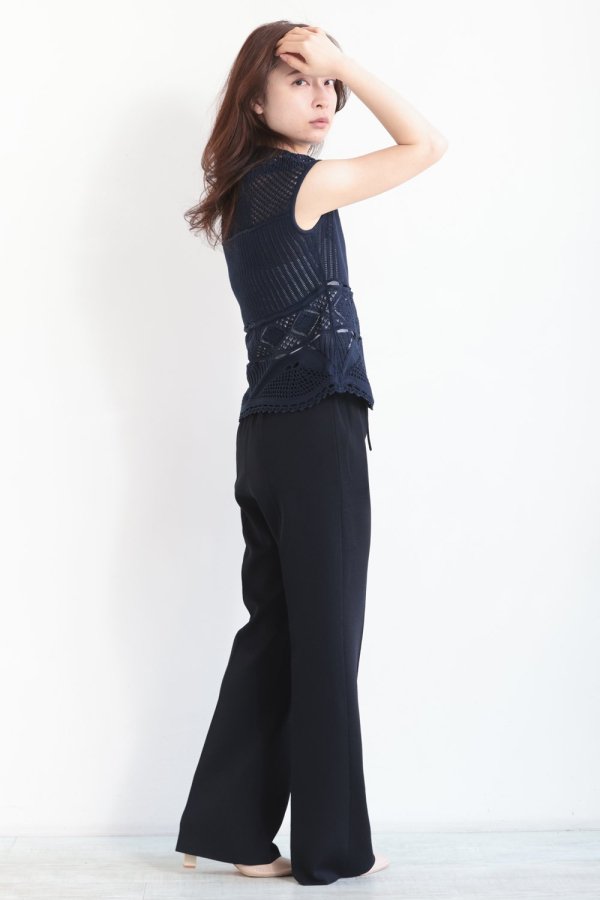 Mame Kurogouchi(マメ) Cotton Lace Sleeveless Knitted Top NAVY -  YAMAROKU（ヤマロク） オンラインストア