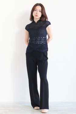 Mame Kurogouchi(ޥ) Cotton Lace Sleeveless Knitted Top NAVY