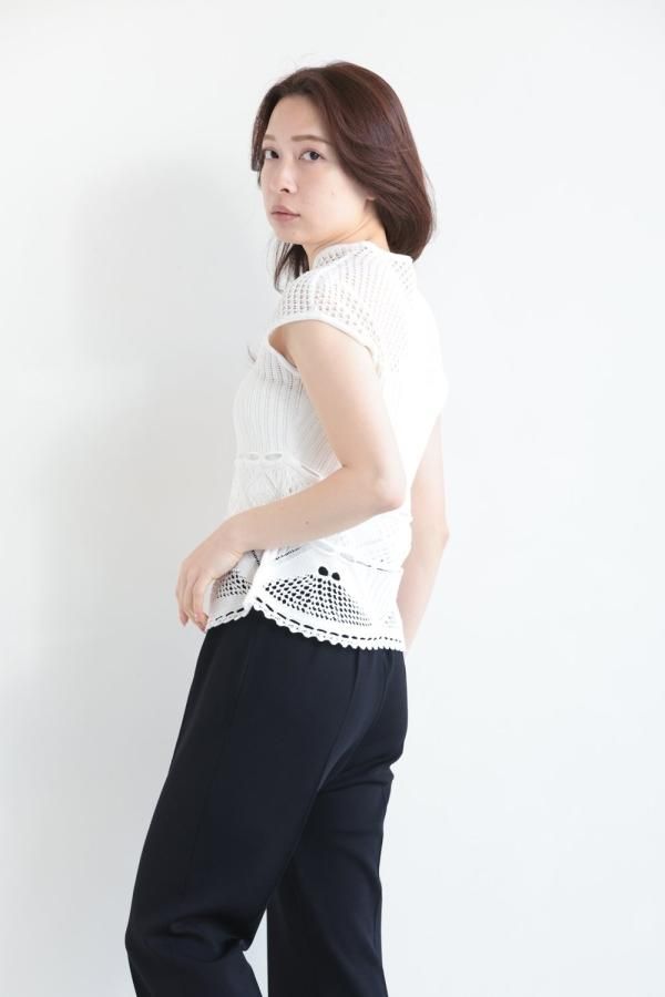 Mame Kurogouchi(マメ) Cotton Lace Sleeveless Knitted Top