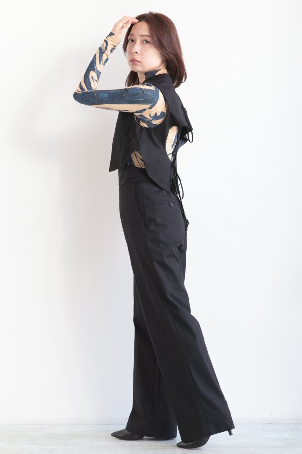 Mame Kurogouchi(マメ) Cording Embroidery Detail Cotton Vest BLACK -  YAMAROKU（ヤマロク） オンラインストア