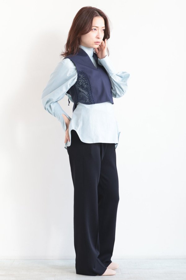 Mame Kurogouchi(マメ) Cording Embroidery Detail Cotton Vest NAVY -  YAMAROKU（ヤマロク） オンラインストア