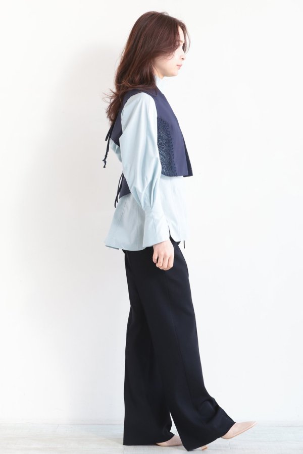 Mame Kurogouchi(マメ) Cording Embroidery Detail Cotton Vest NAVY -  YAMAROKU（ヤマロク） オンラインストア