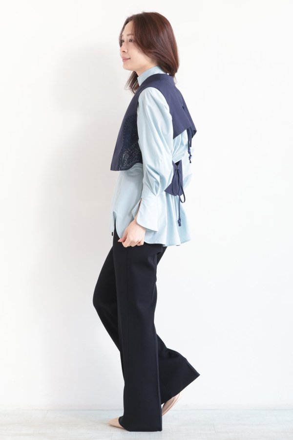 Mame Kurogouchi(マメ) Cording Embroidery Detail Cotton Vest NAVY -  YAMAROKU（ヤマロク） オンラインストア