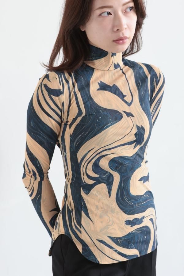 Mame Kurogouchi(マメ) Marble Print Jersey High Neck Top