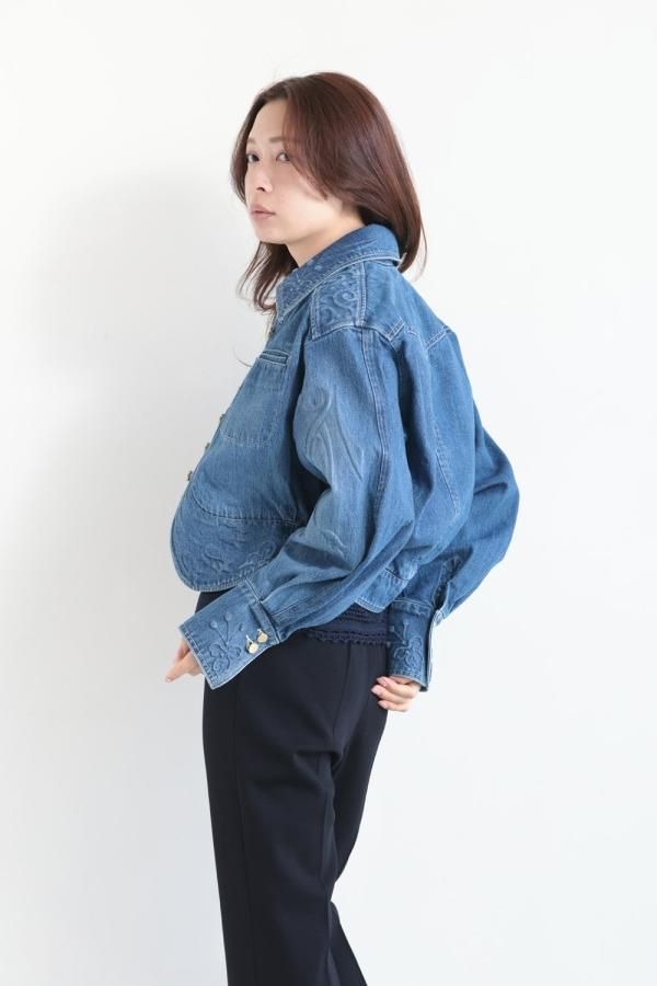 Mame Kurogouchi(マメ) Floral Embossed Short Denim Jacket Mame Kurogouchi(マメ) Floral Embossed Short Denim Jacket