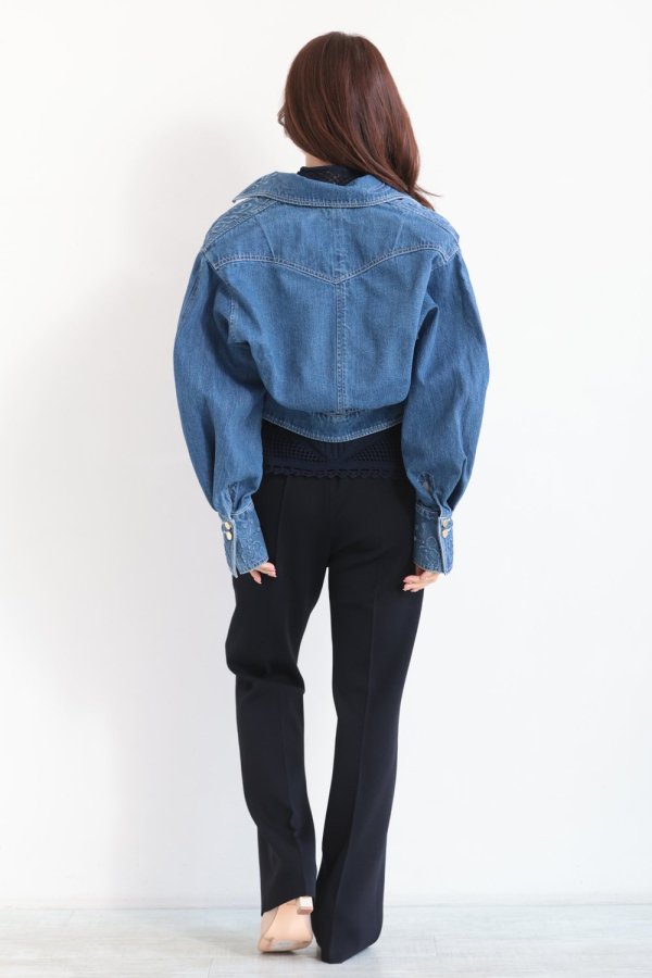 Mame Kurogouchi(マメ) Floral Embossed Short Denim Jacket - YAMAROKU（ヤマロク）  オンラインストア