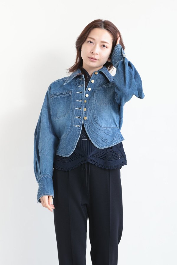 Mame Kurogouchi(マメ) Floral Embossed Short Denim Jacket 