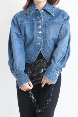 Mame Kurogouchi(ޥ) Floral Embossed Short Denim Jacket