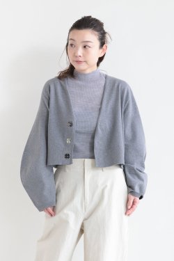 unfil(ե) stretch organic cotton cropped cardigan  heather gray