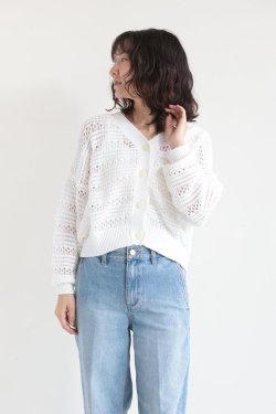 ADAWAS(凉) LACY KNIT CARDIGAN  WHITE