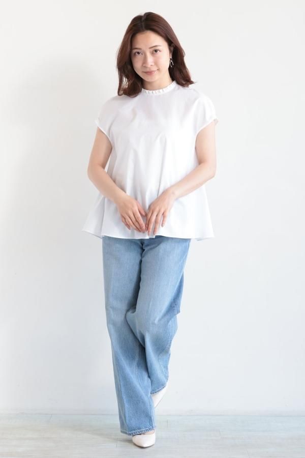 ボールジィ　24ss 　Aラインブラウス お家で洗える　白 ボールジィ 24ss Aラインブラウス お家で洗える 白