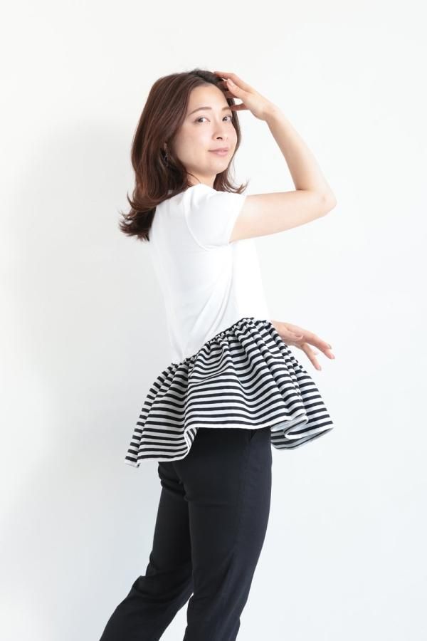 BORDERS at BALCONY(ボーダーズアットバルコニー) PEPLUM TEE
