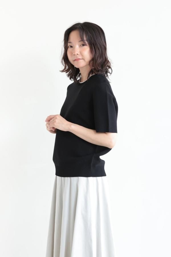 ネットオフ 送料得店  Theory(セオリー) WOOSTER CREPE KNIT LINKS LINKS TEE BLACK ニット+セーター