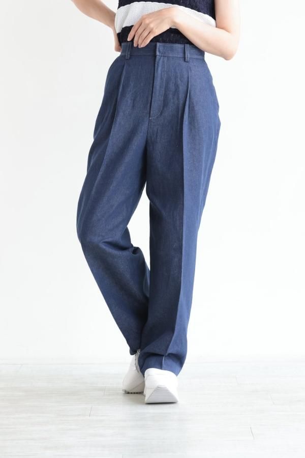 MACPHEE(マカフィ) リアクティブデニム タックテーパードパンツ