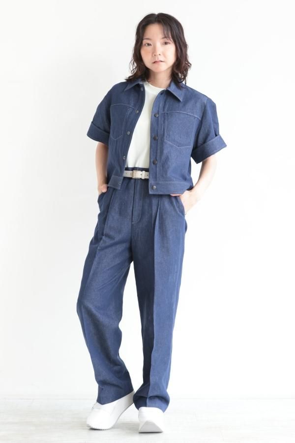 MACPHEE(マカフィ) リアクティブデニム タックテーパードパンツ