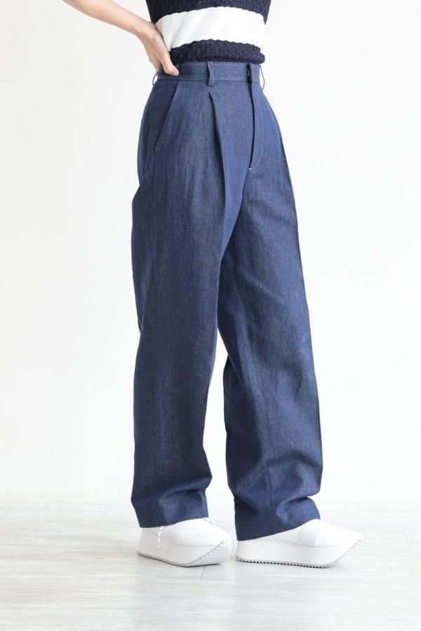 MACPHEE(マカフィ) リアクティブデニム タックテーパードパンツ