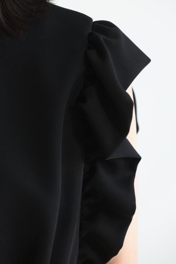 ボーダーズアットバルコニー BALLOON FRILL SLEEVE DRESS BALLOON FRILL SLEEVE DRESS(36 BLACK): BORDERS at BALCONY