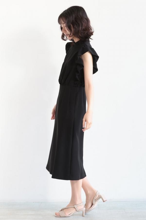 ボーダーズアットバルコニー BALLOON FRILL SLEEVE DRESS BALLOON FRILL SLEEVE DRESS(36 BLACK): BORDERS at BALCONY